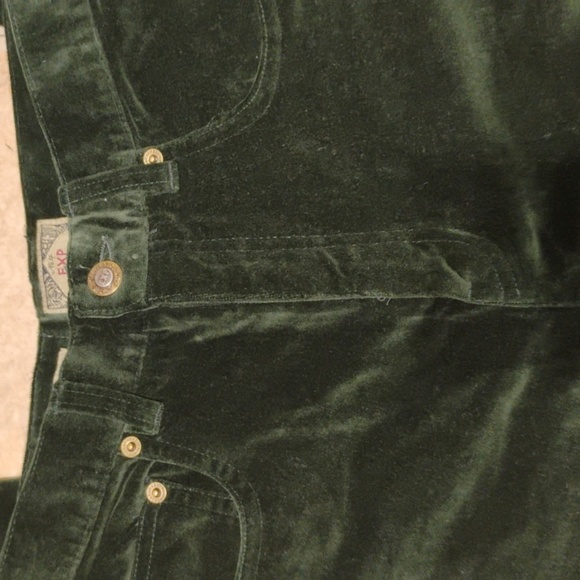 Express Forest Green Velvet Jeans Definitely Y2K - Picture 3 of 16